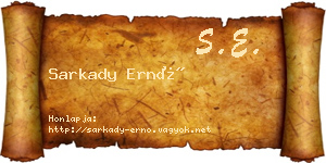 Sarkady Ernő névjegykártya